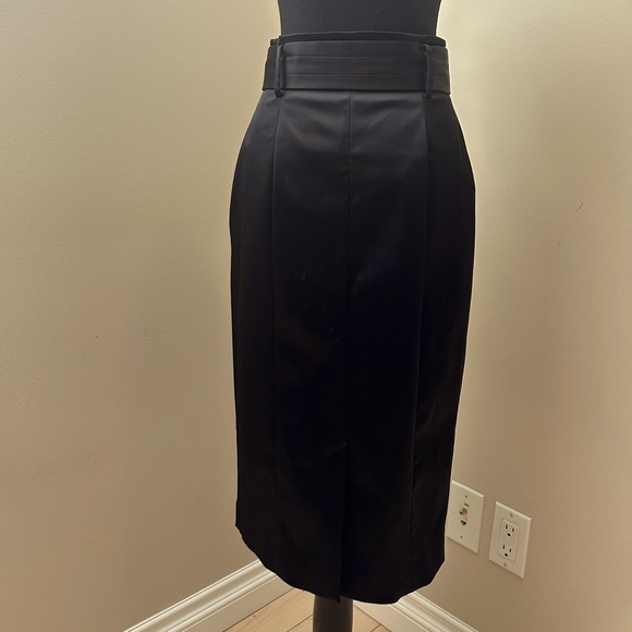 COAST Black Satin Belted Pencil Skirt - Picture 6 of 8